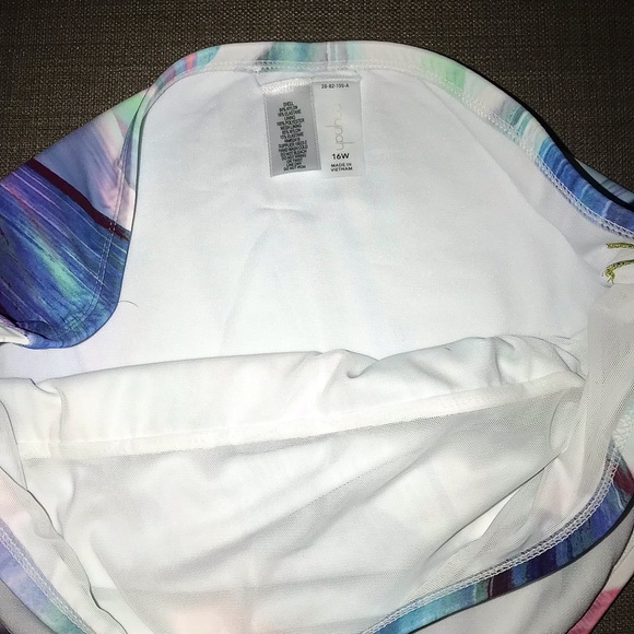 NWT Women’s abstract ruched high-waist swimsuit comfortable stretch bottoms, 16W - Picture 4 of 12